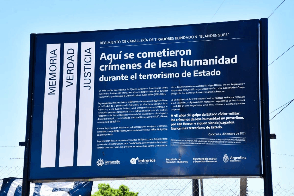 Concordia recupera la memoria: reinstalan el cartel en el ex-regimiento