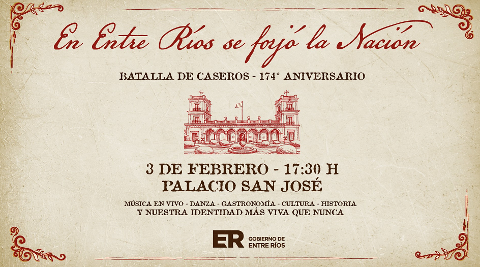 La Batalla de Caseros se conmemorará con música, historia y cultura en el Palacio San José
